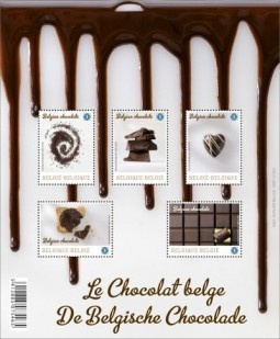 A handout photo provided by the Belgian postal service Bpost on February 6, 2013 in Mechelen shows a sheet from a collection of new stamps tasting and smelling like chocolate. Bpost said it added a chocolate taste to the glue of the stamps. ©AFP PHOTO / BPOST