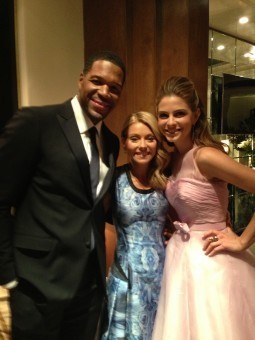 Maria Menounos wears Oliver Tolentino on live with Kelly & Michael post-Oscars show