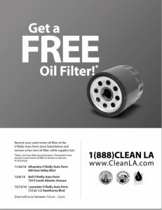 LA County to host used oil and filter recycling event in Rowland Heights
