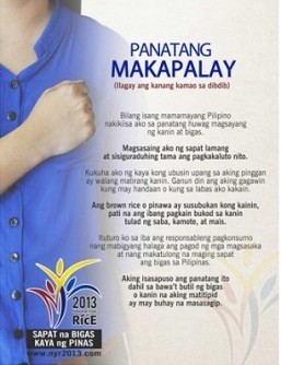 SUPPORT THE NATIONAL YEAR OF THE RICE 2013 CAMPAIGN