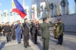 Wreath-laying ceremony during the 74th Bataan Day Commemoration held at the World War II Memorial, National Mall on 08 April 2016